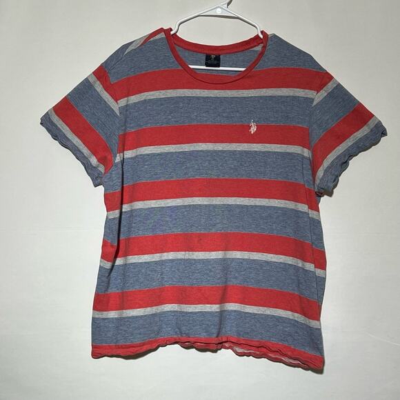 Vintage Polo Assn Short Sleeve Crew Neck Pullover Shirt Gray Red Men’s Size XL - Picture 1 of 8